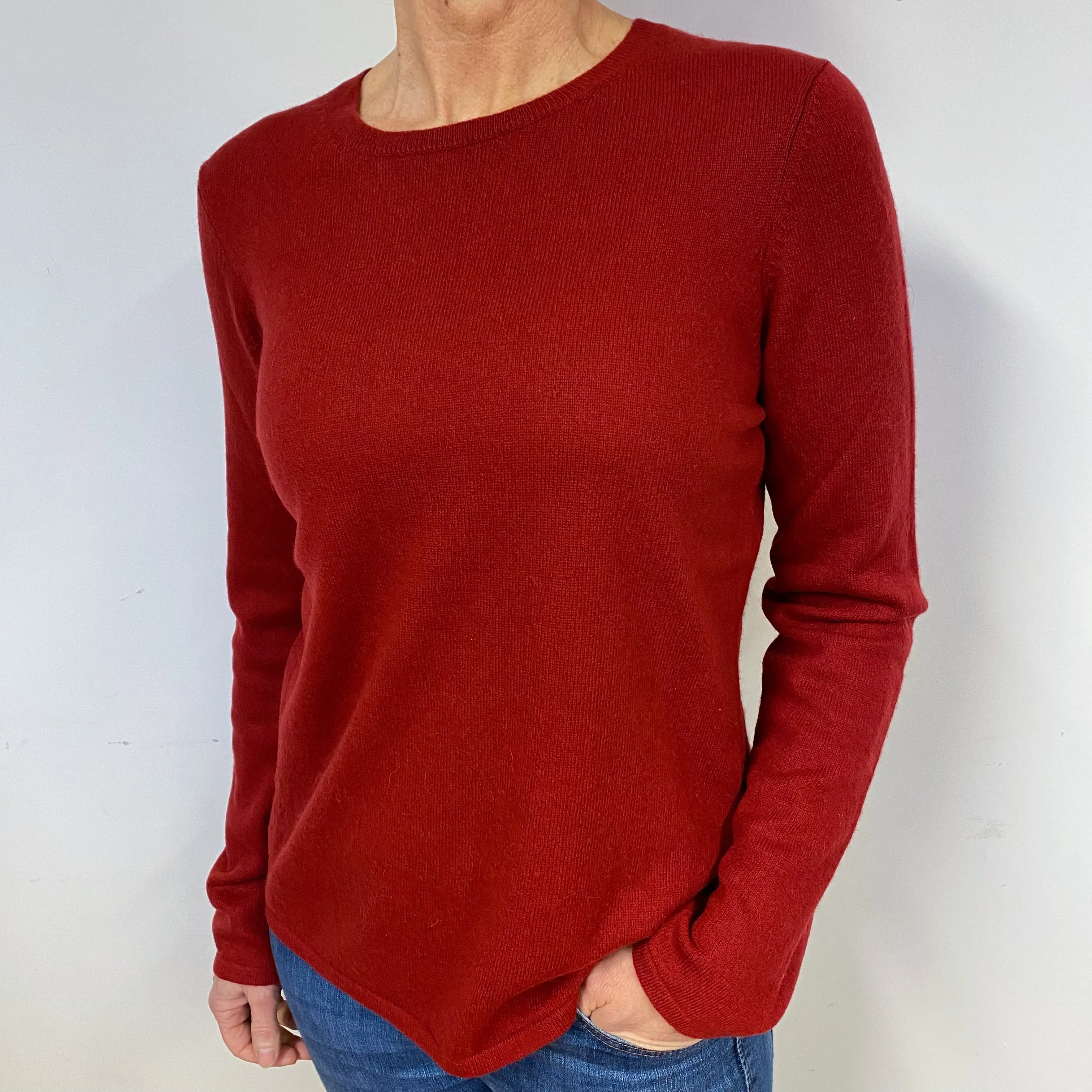 Brick Red Cashmere Crew Neck Jumper Medium