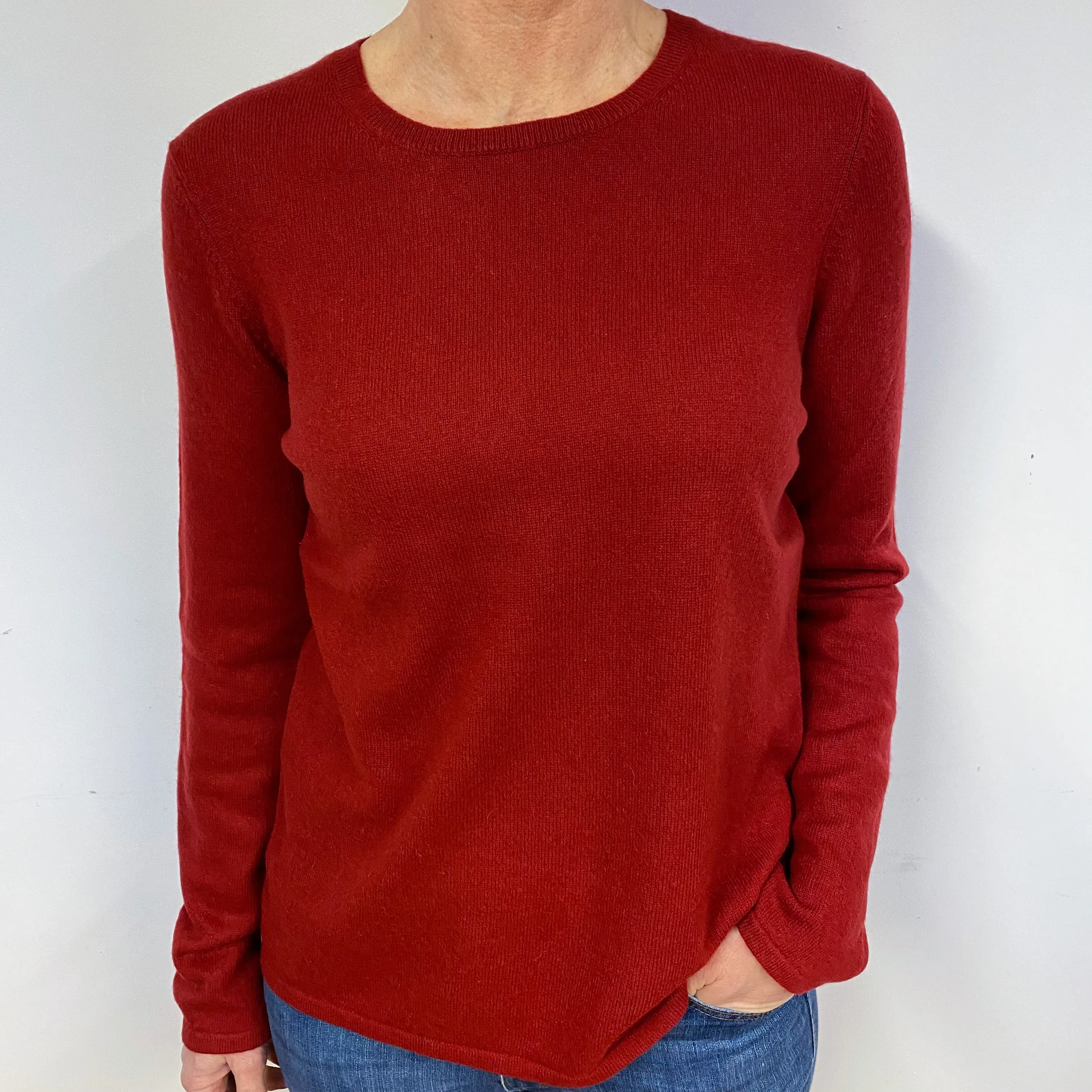 Brick Red Cashmere Crew Neck Jumper Medium