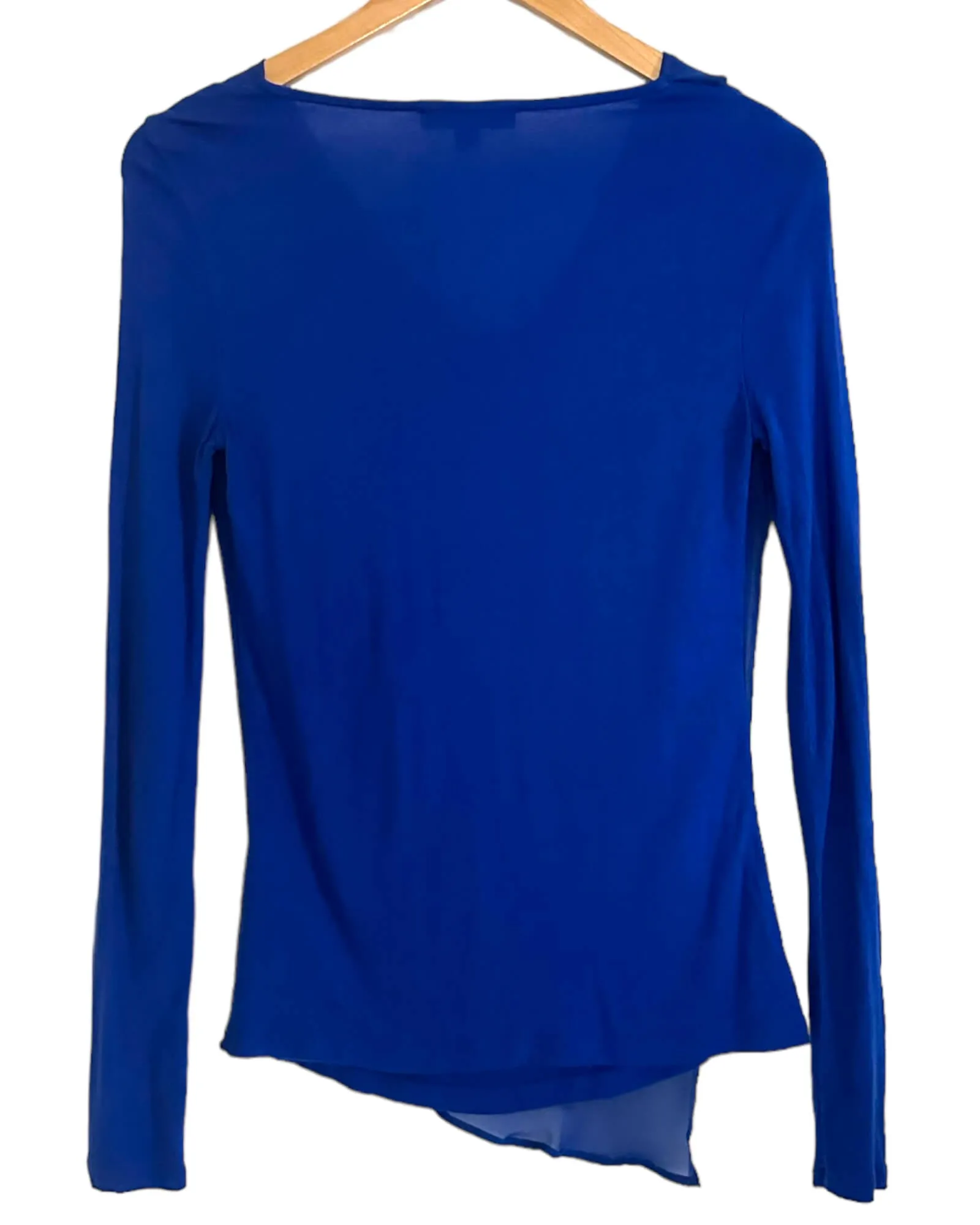 Bright Winter Varsity Blue Drape Neck Asymmetrical Top