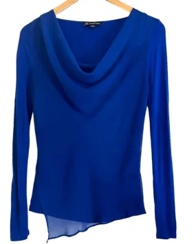 Bright Winter Varsity Blue Drape Neck Asymmetrical Top