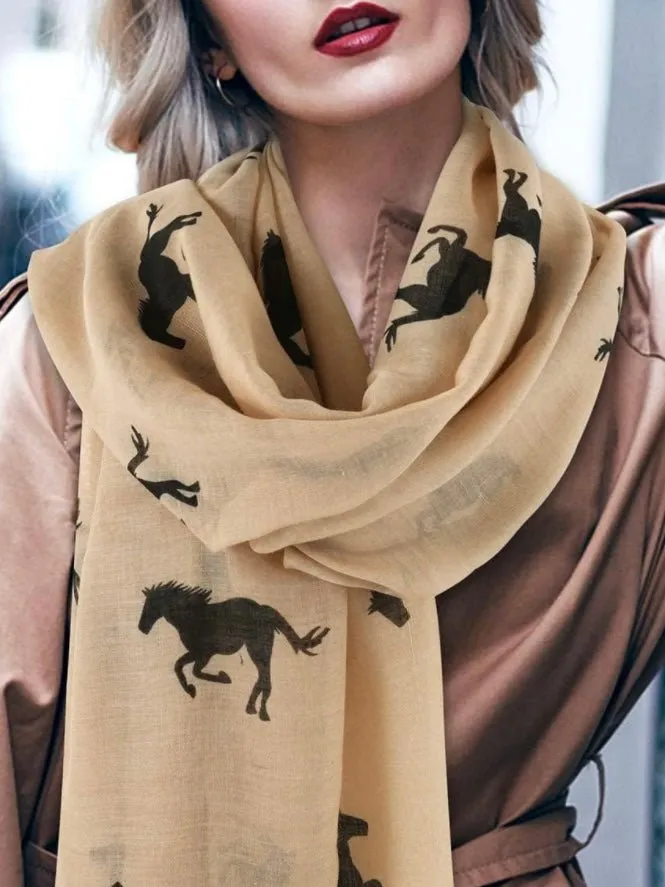 Brown and black horses light scarf