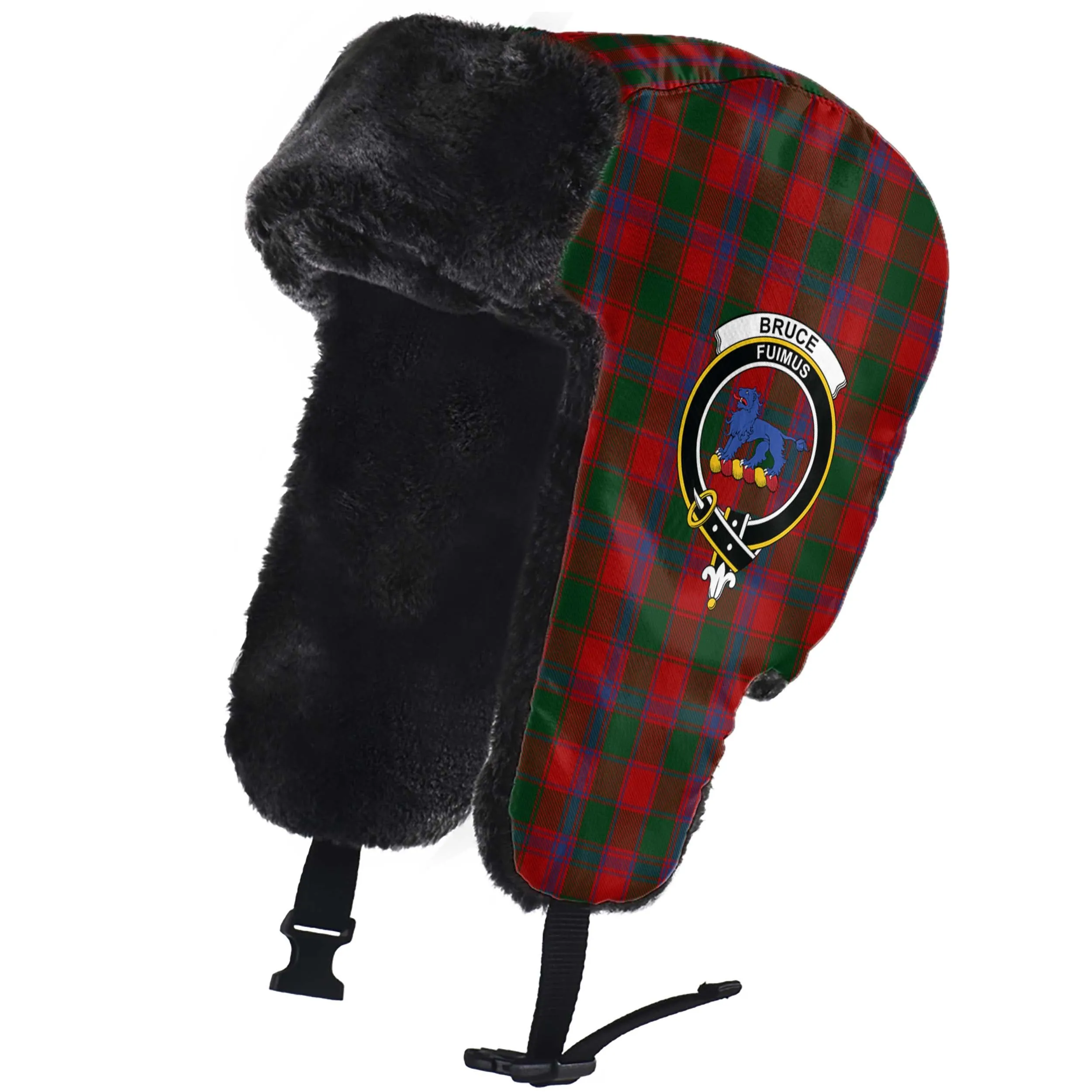 Bruce Old Tartan Winter Trapper Hat with Family Crest