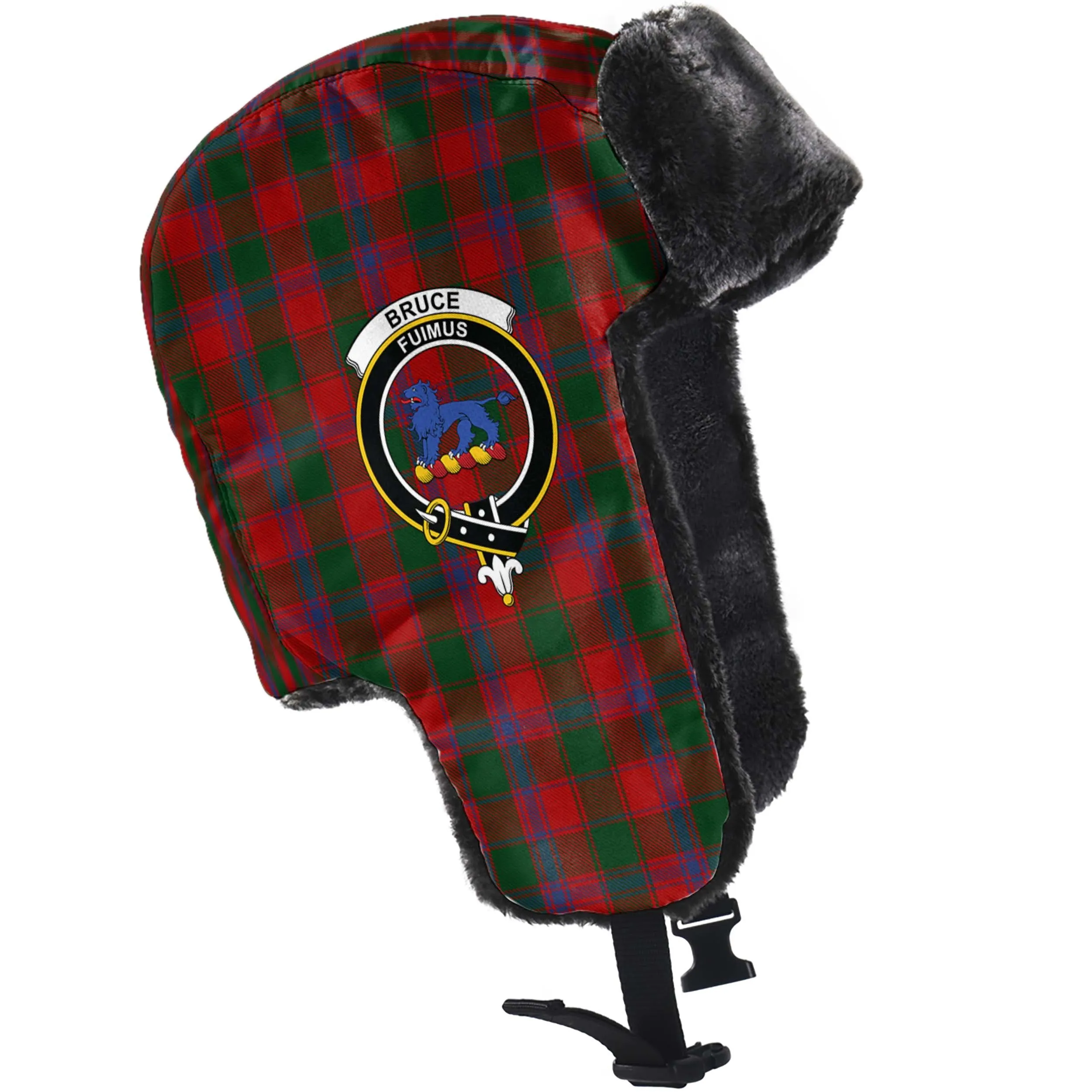 Bruce Old Tartan Winter Trapper Hat with Family Crest