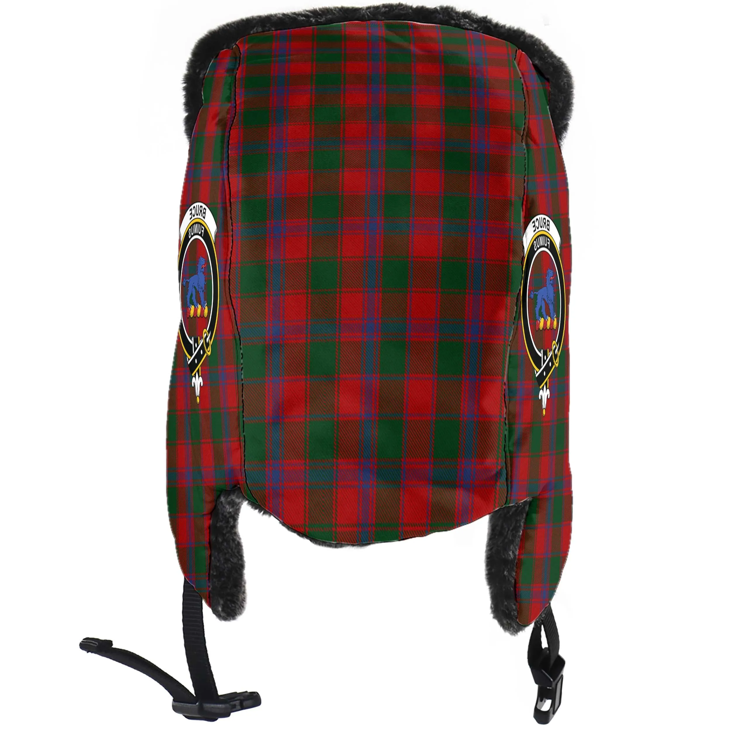 Bruce Old Tartan Winter Trapper Hat with Family Crest