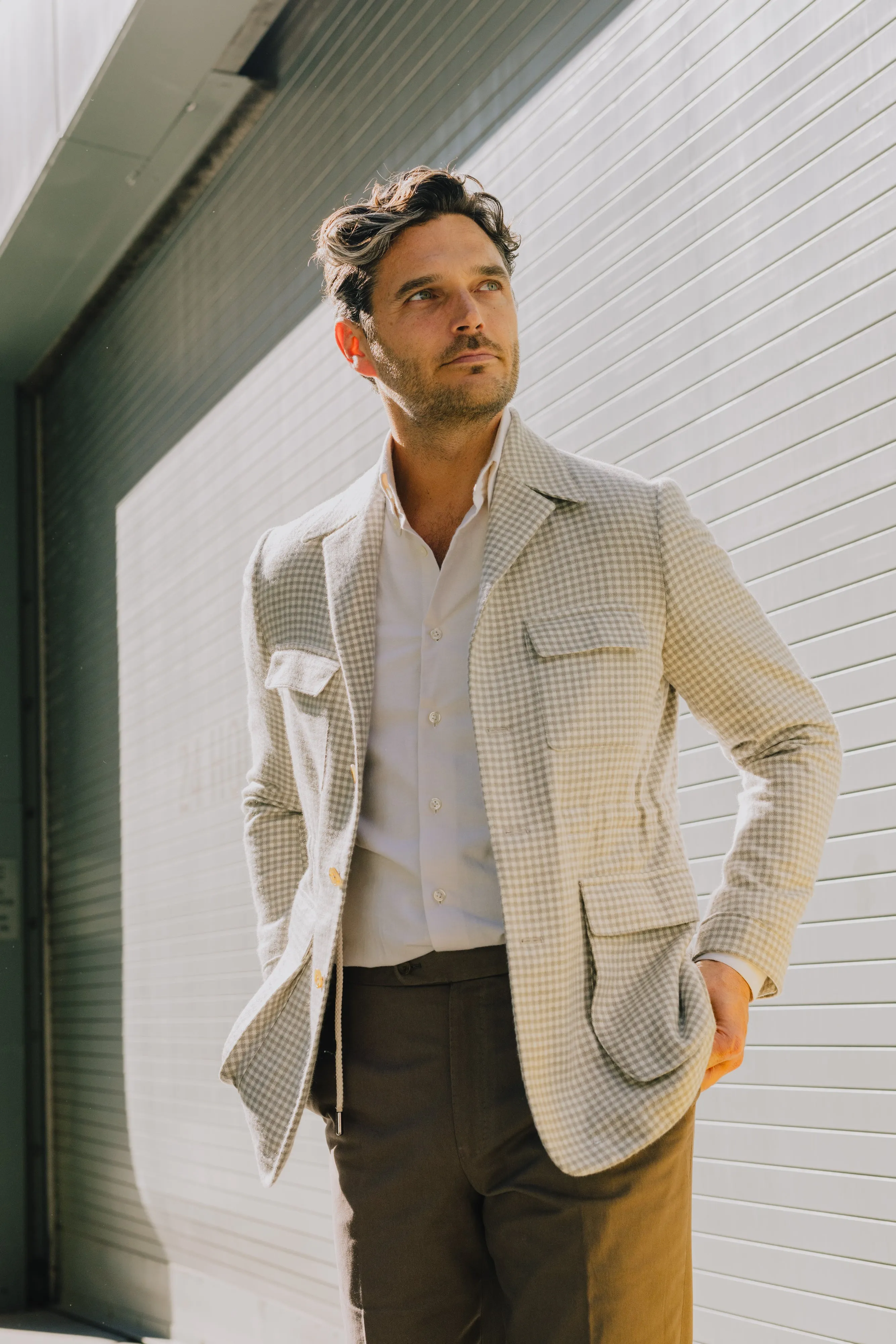 Button Down Collar Shirt in Cream Flannel