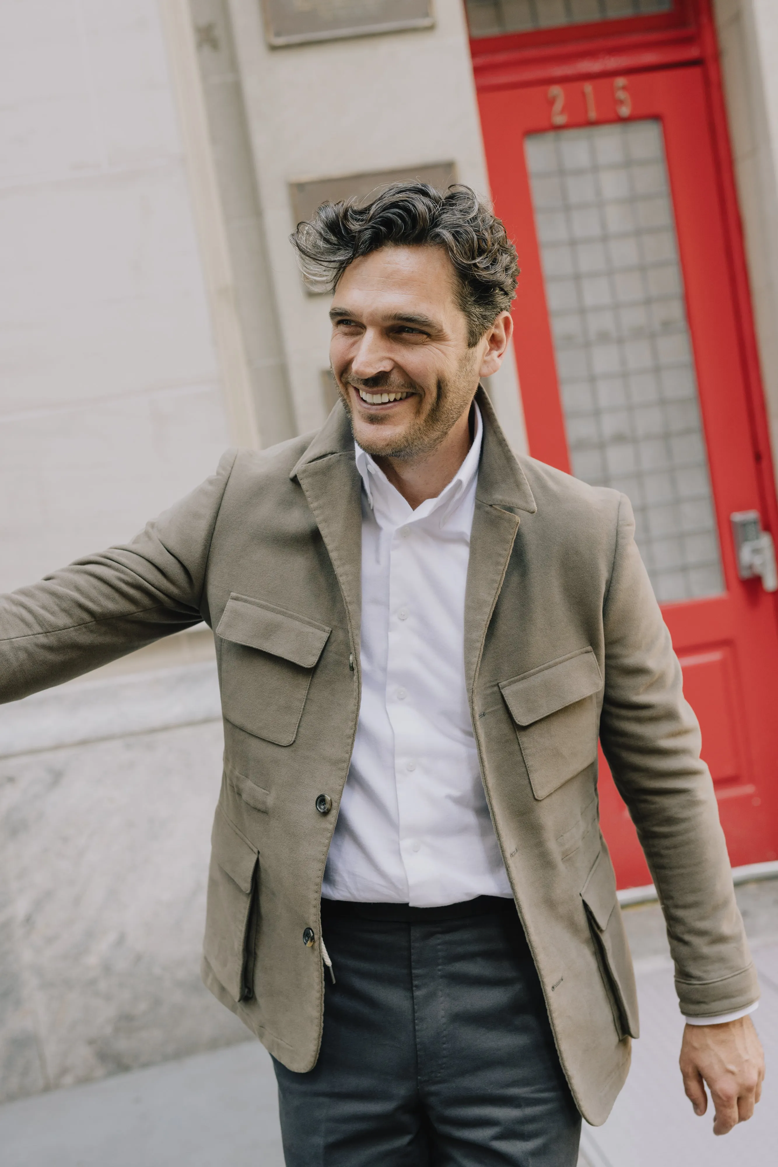 Button Down Collar Shirt in White Flannel