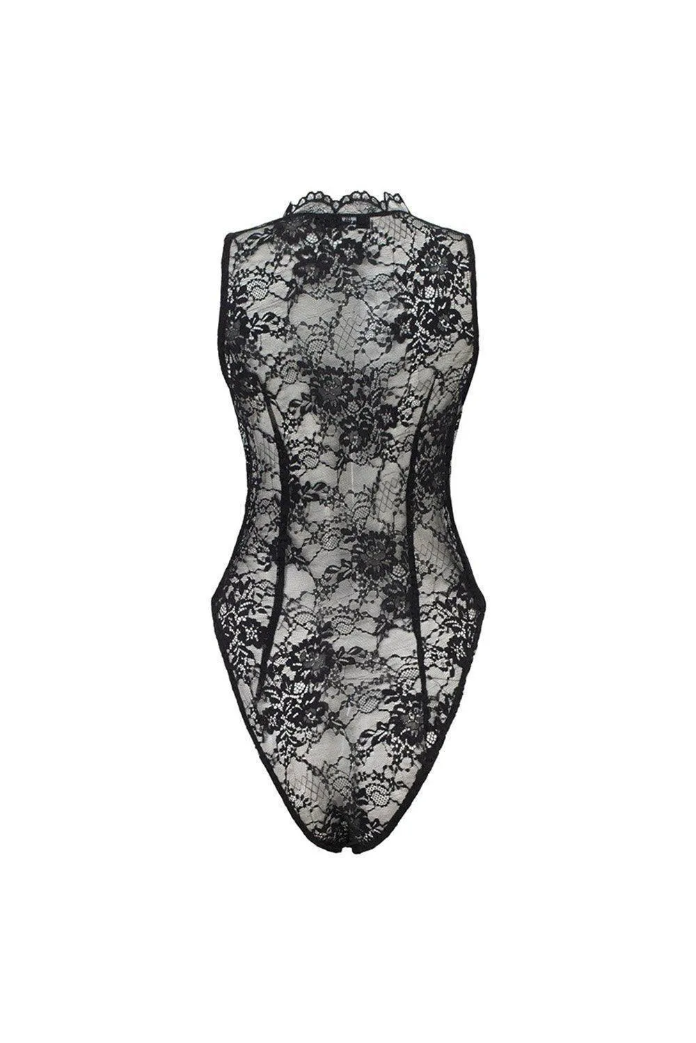 Calista Bodycon See-Through Lace Bodysuit