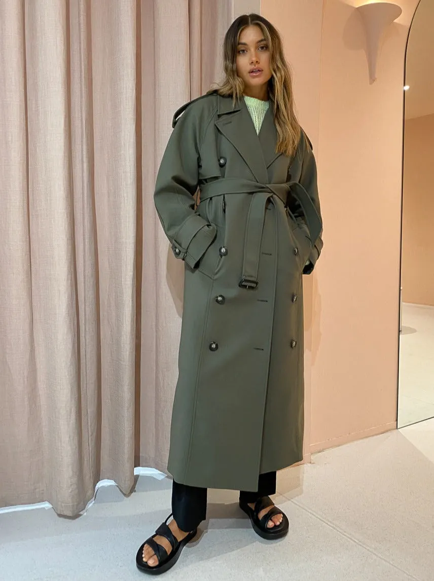 Camilla and Marc Mateo Trench Coat in Willow Green