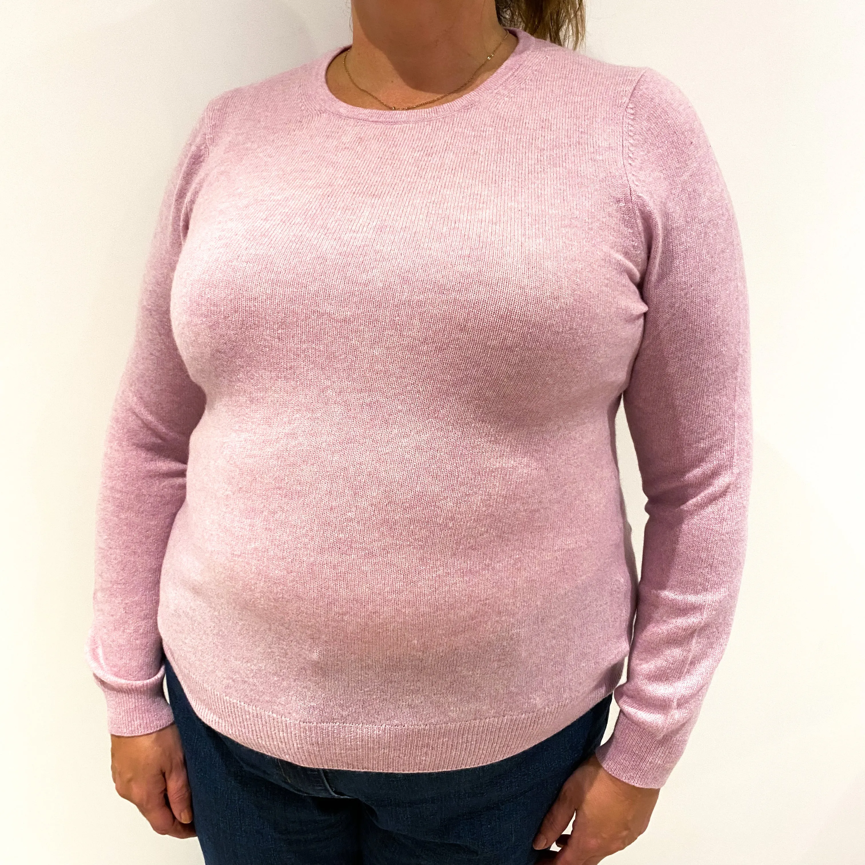 Carnation Pink Cashmere Crew Neck Jumper Extra Large