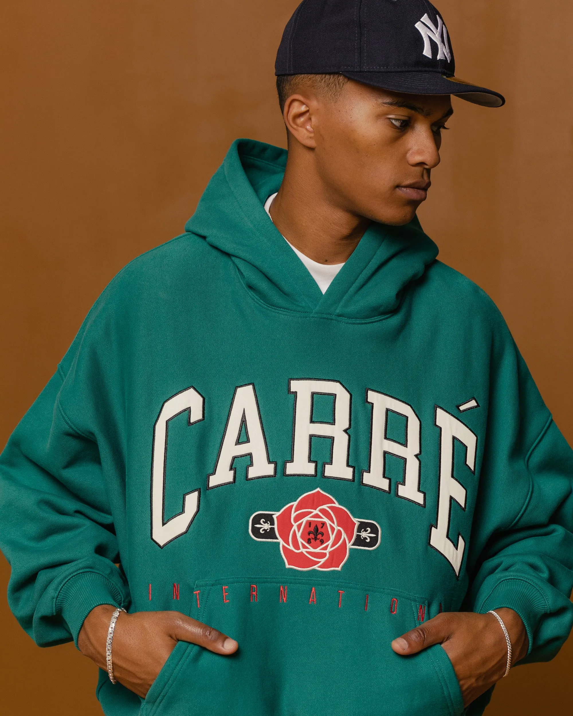 Carre Rose International Oversized Hoodie Dark Teal