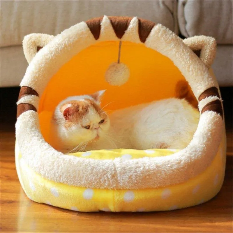 Cat Bed House With Removable Reversible Cushion