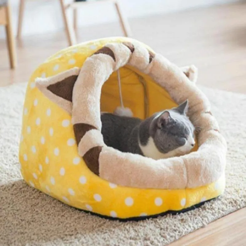 Cat Bed House With Removable Reversible Cushion