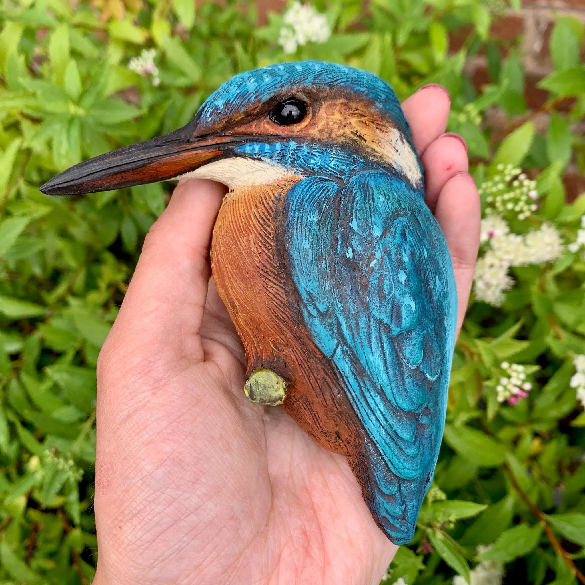 Ceramic kingfisher wall art sculpture