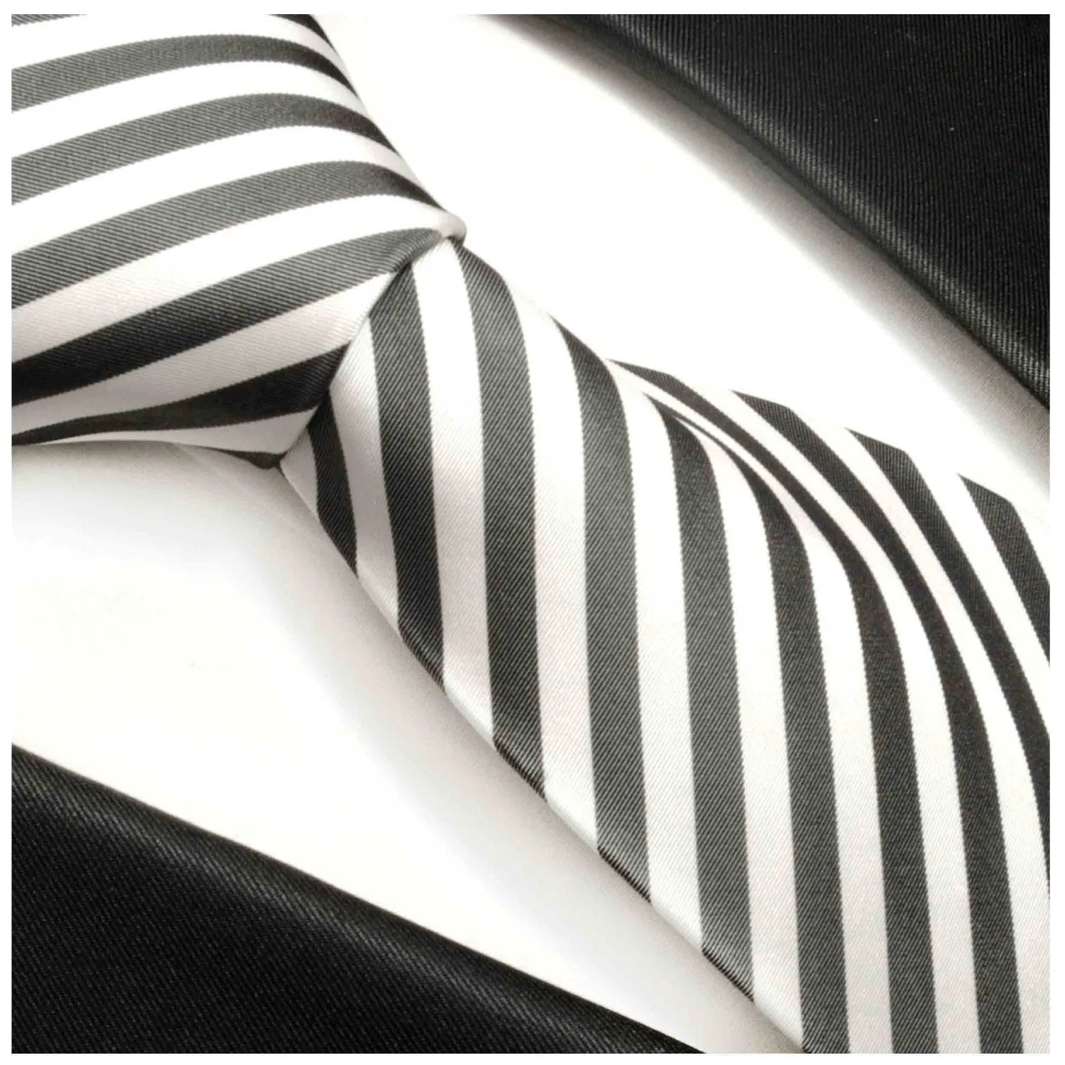 Charcoal and White Silk Necktie by Paul Malone