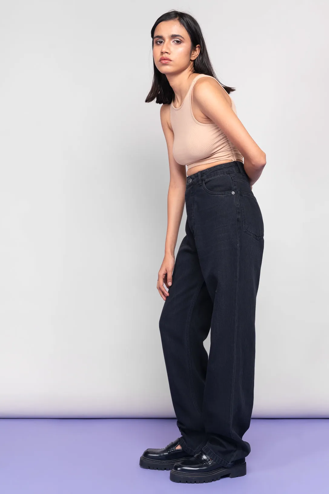 Charcoal Baggy Straight Pants