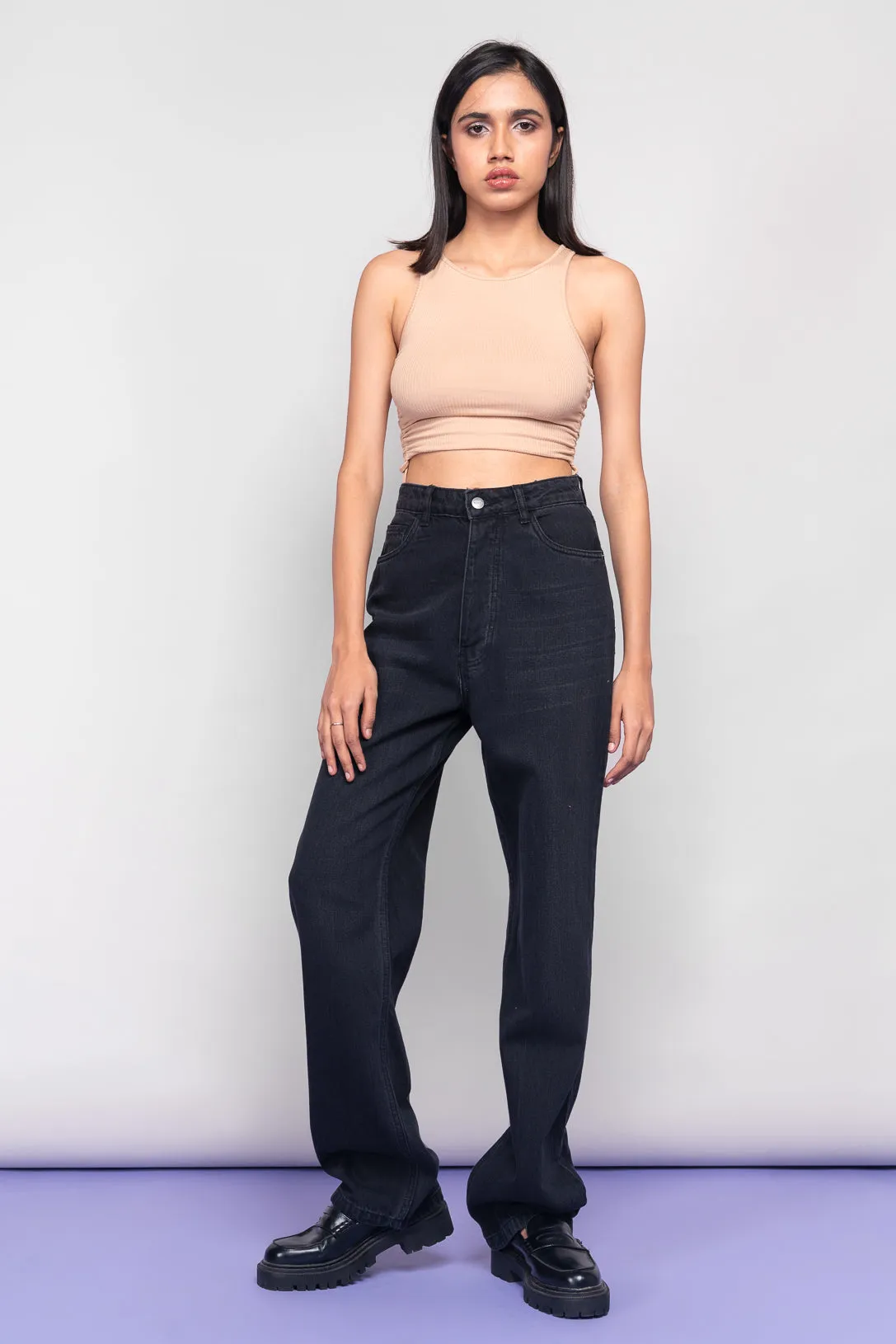 Charcoal Baggy Straight Pants