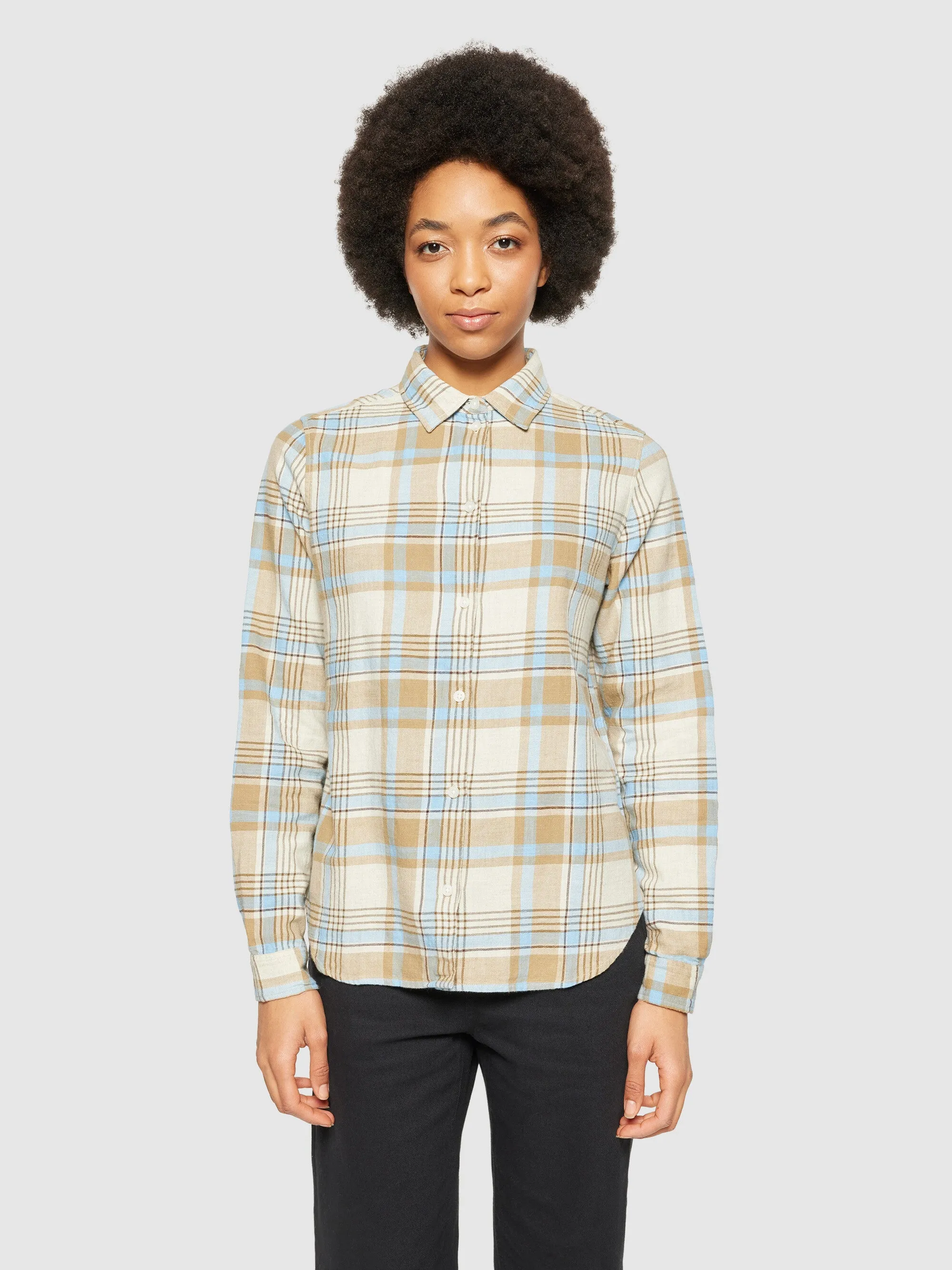 Check flannel shirt - GOTS/Vegan - blue check