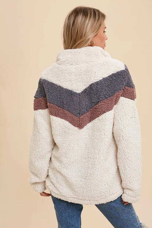 Chevron Sherpa Pullover Jacket