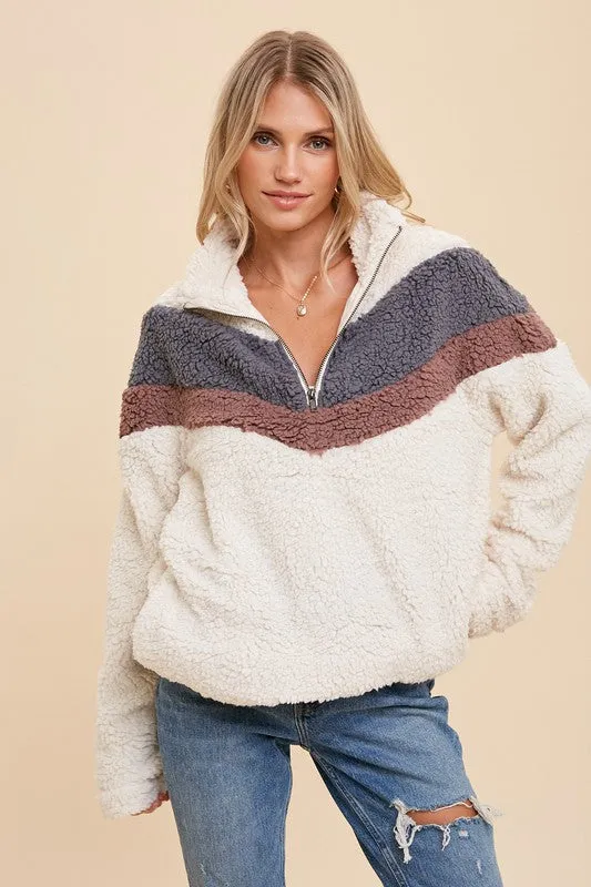 Chevron Sherpa Pullover Jacket