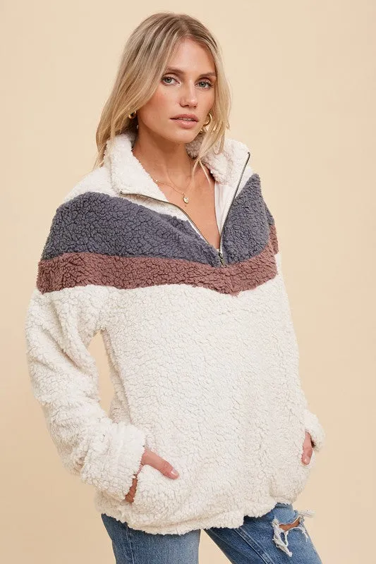 Chevron Sherpa Pullover Jacket