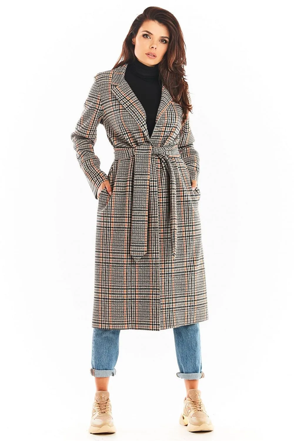 Chic Belted Overcoat with Dual Collar