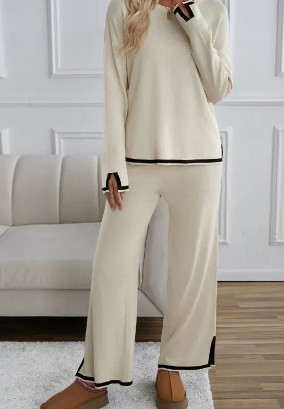 Classic Resort Casual Top and Pants Sweater Set