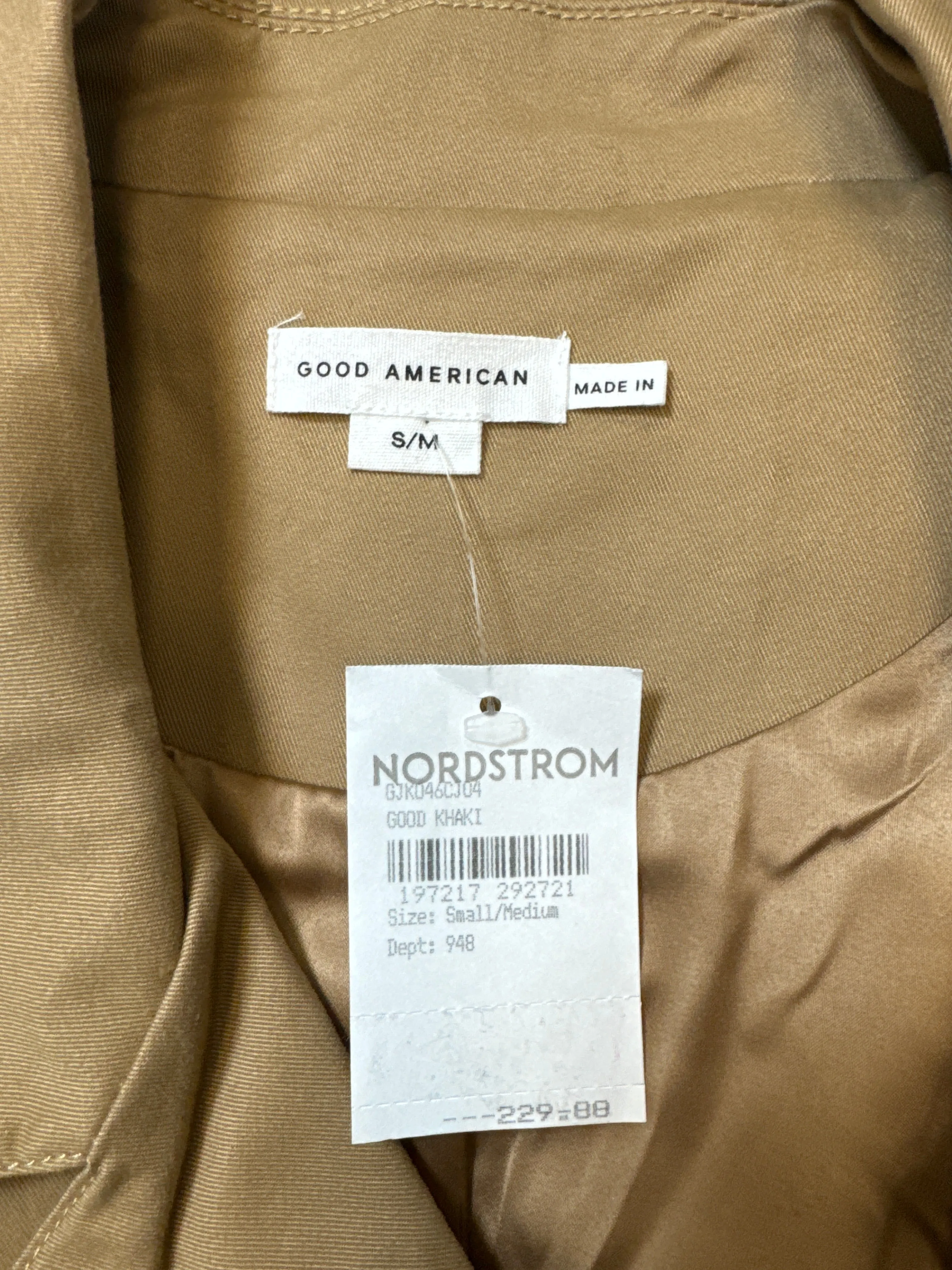 Coat Trench Coat By Good American In Tan, Size: S