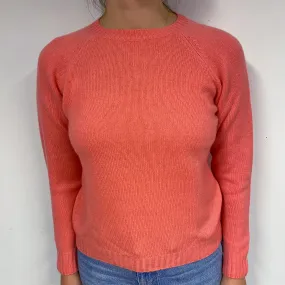 Coral Pink Cashmere Crew Neck Jumper Small