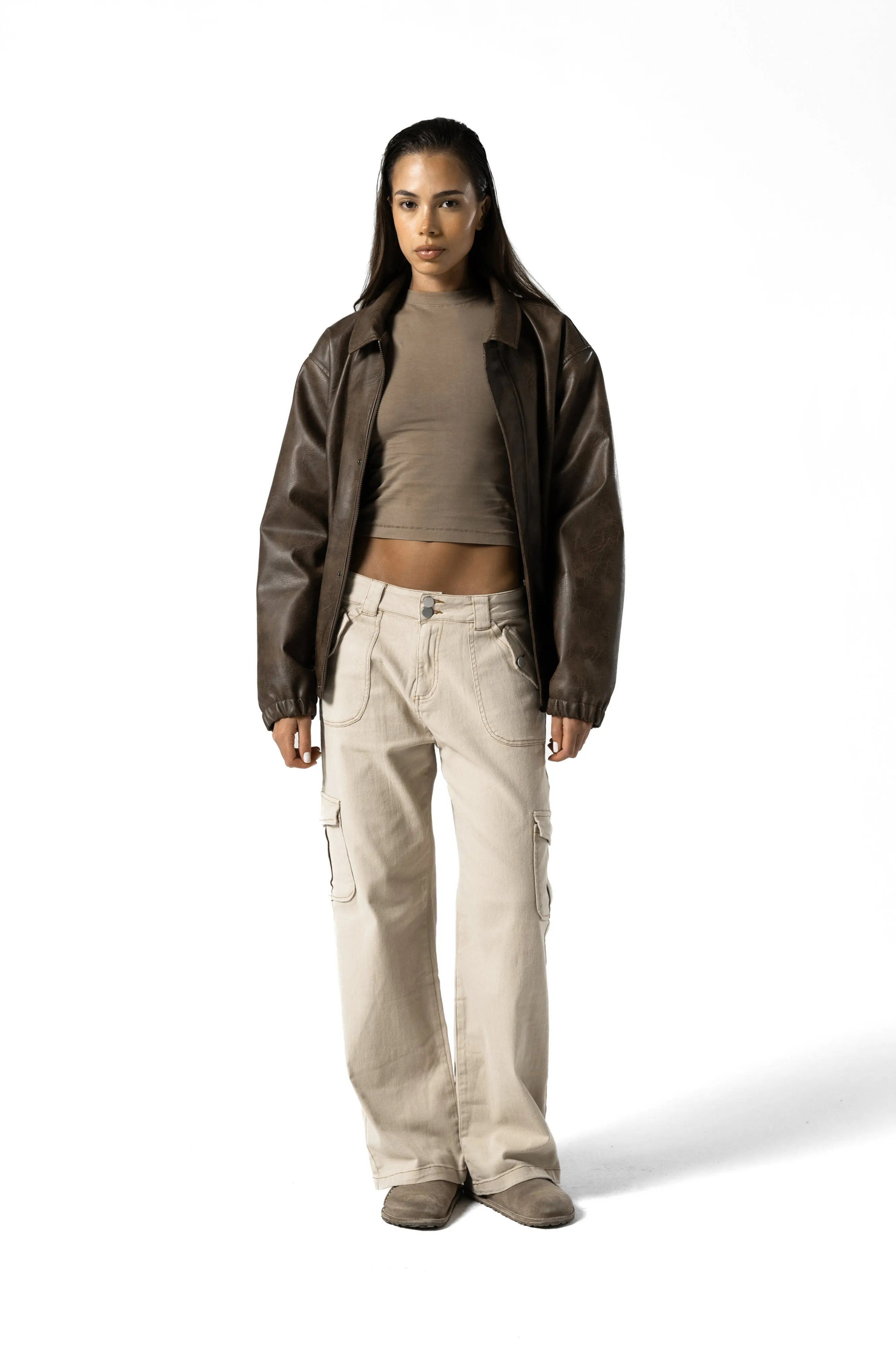 Coyote Cargo Pants in Tan Wash