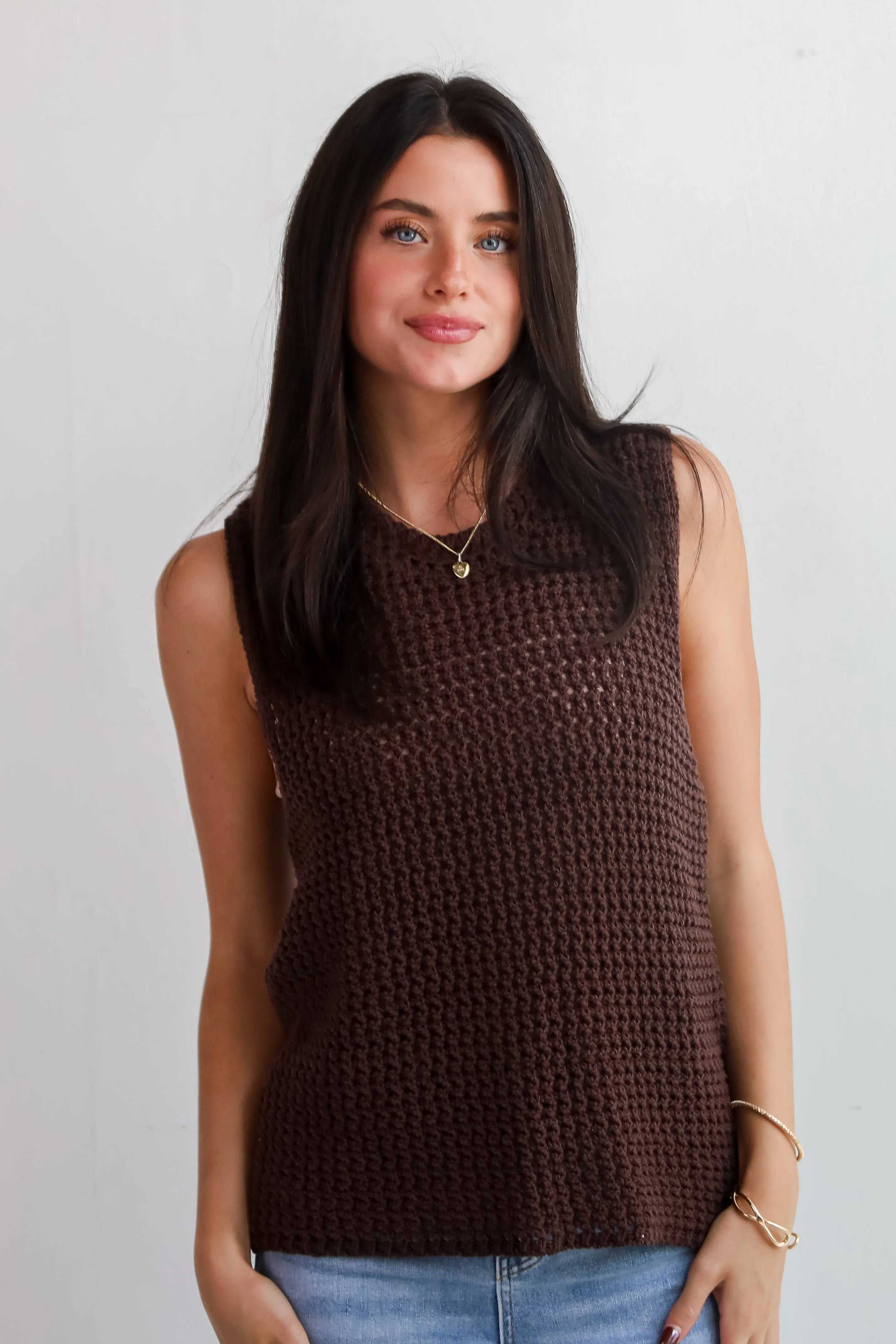 Cozy Inclination Brown Sweater Tank