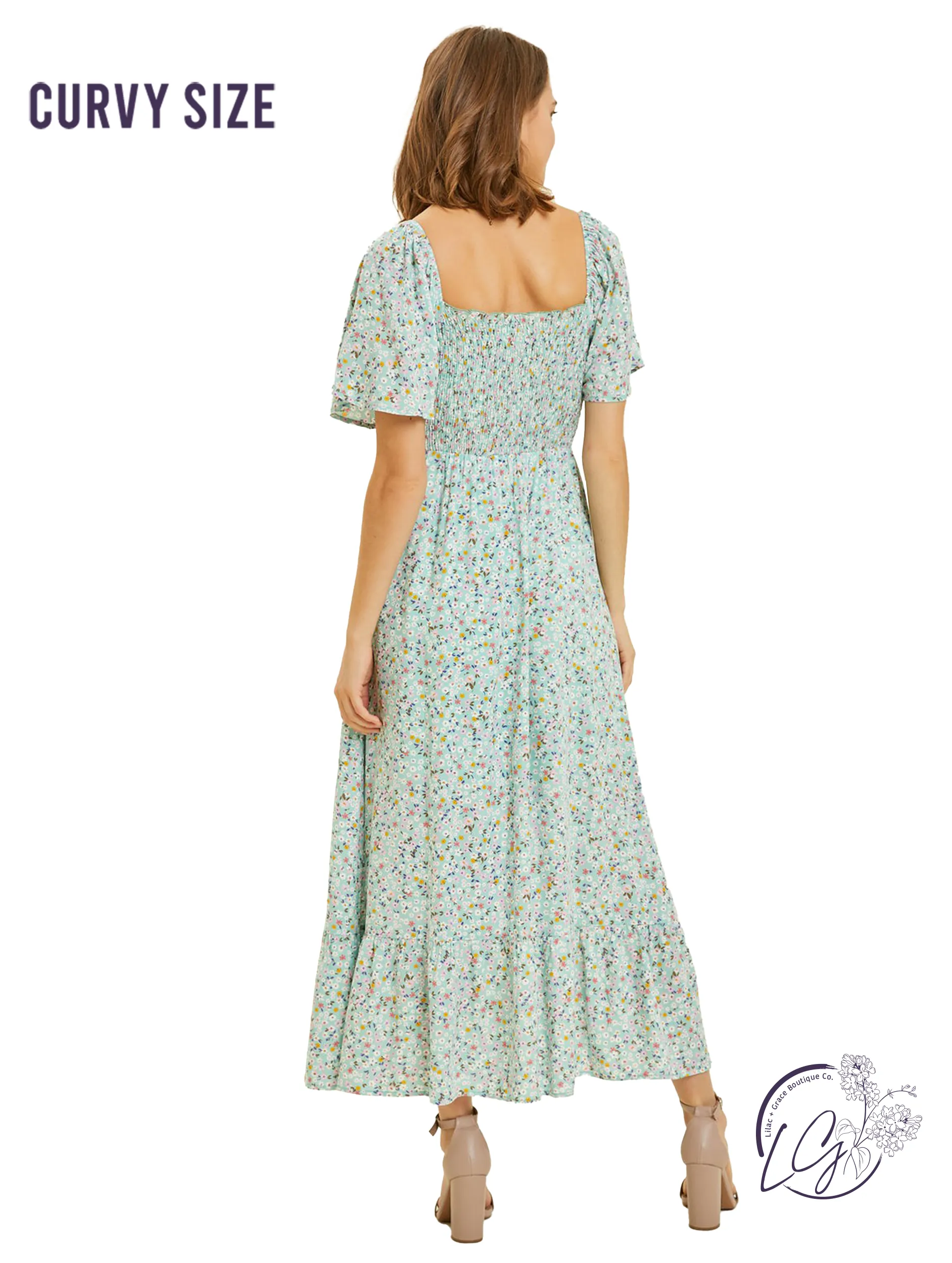 Curvy Blooming Picnic Midi Dress