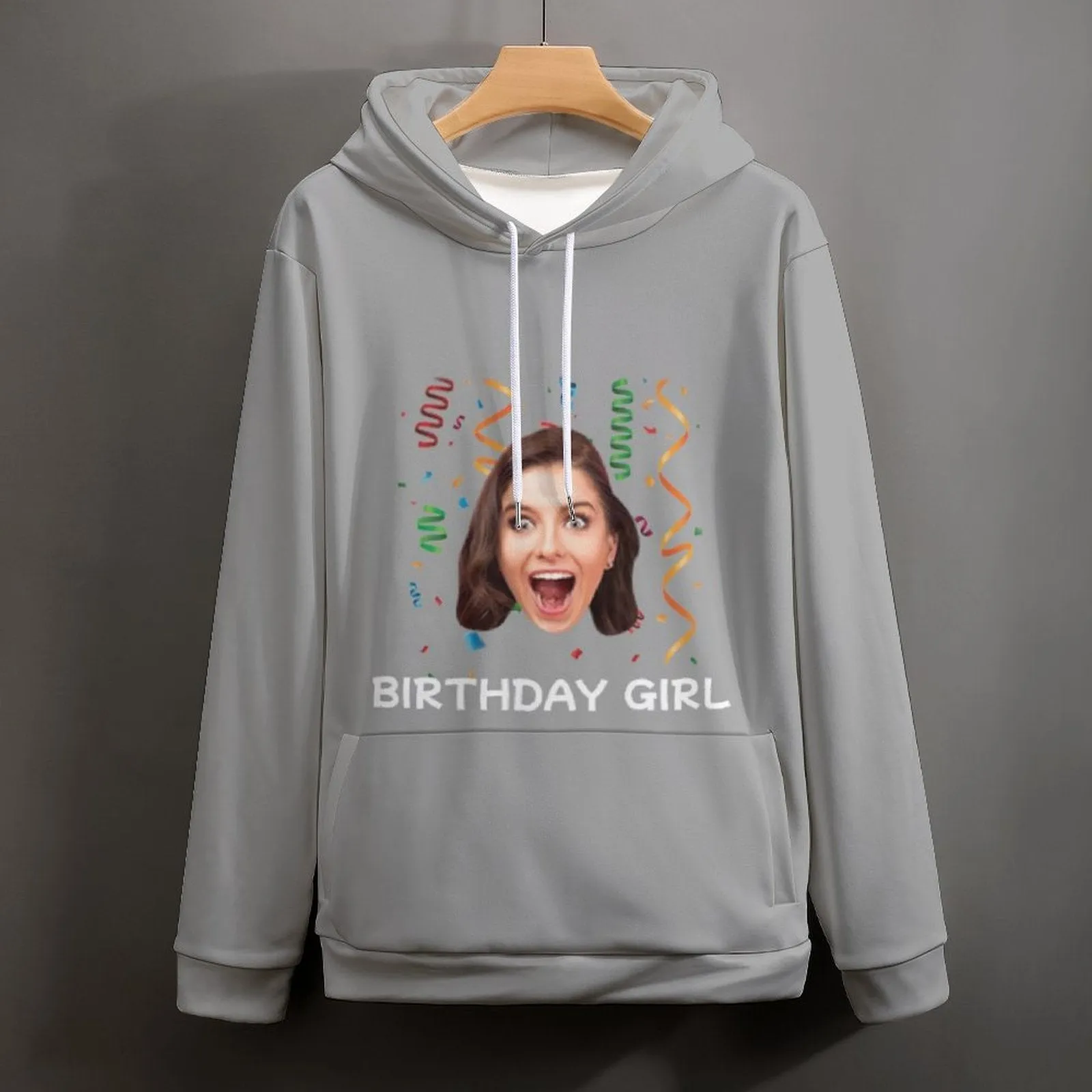 Custom Face Birthday Unisex Hoodie Personalized Photo Loose Pullover Hoodie