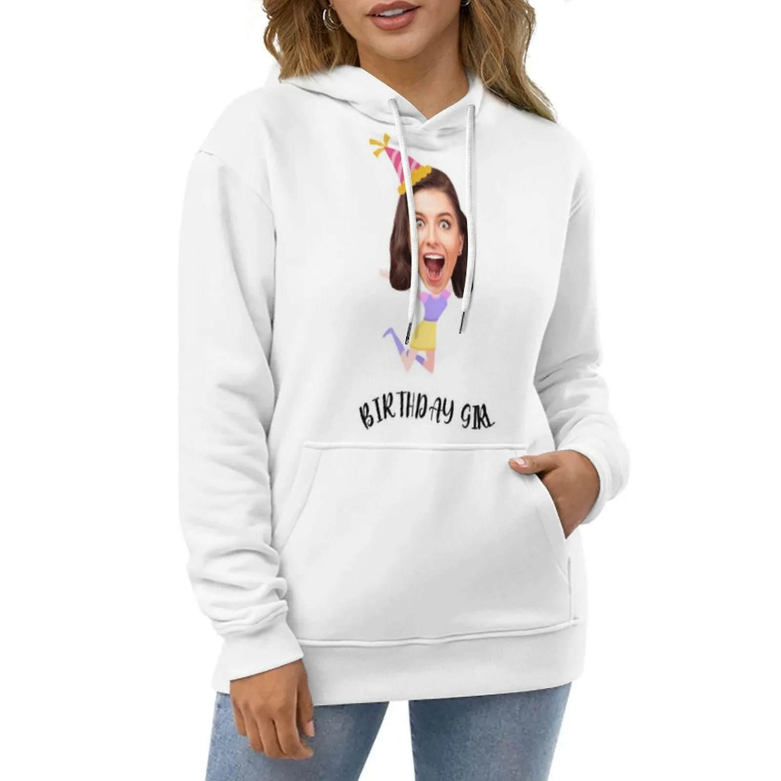 Custom Face Birthday Unisex Hoodie Personalized Photo Loose Pullover Hoodie