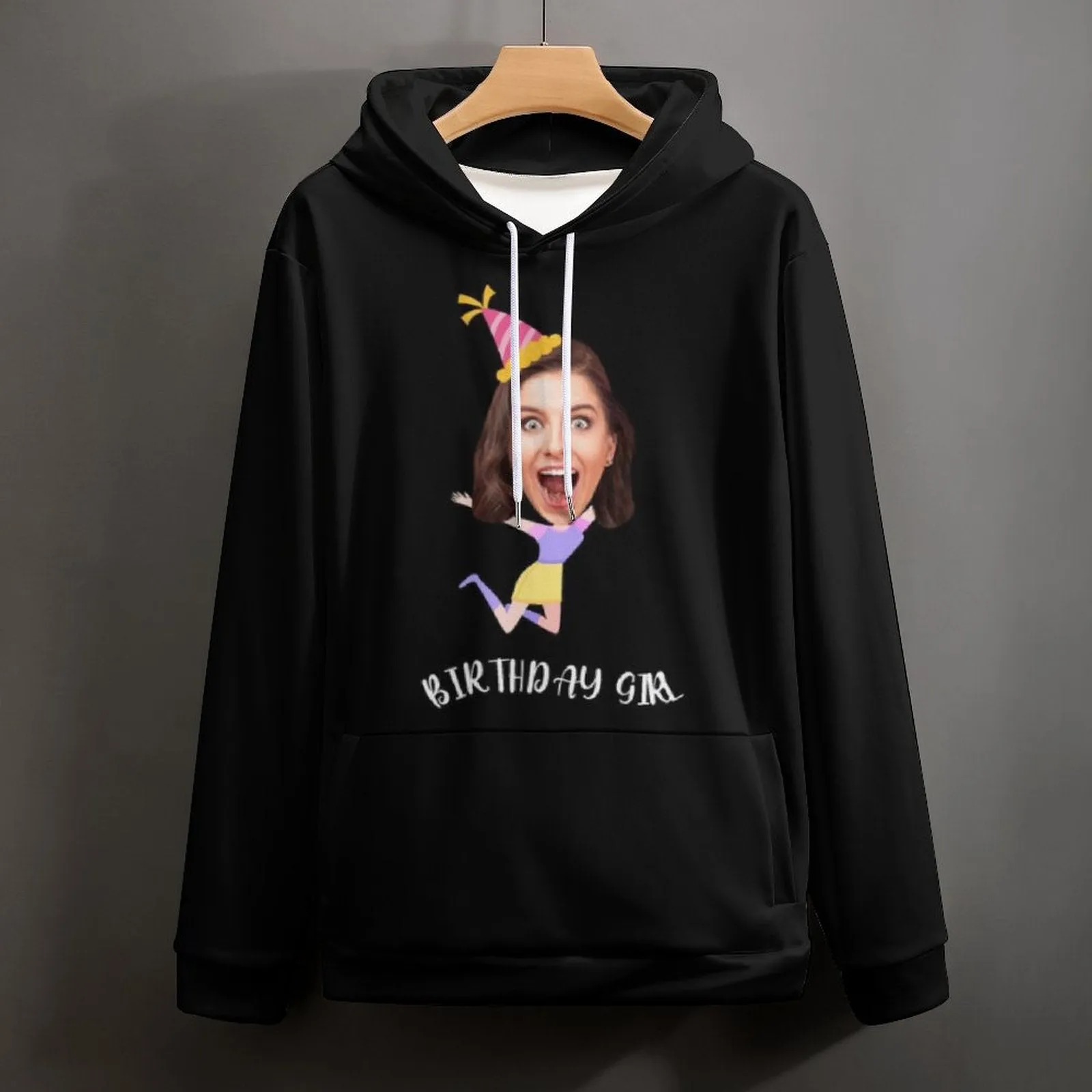 Custom Face Birthday Unisex Hoodie Personalized Photo Loose Pullover Hoodie