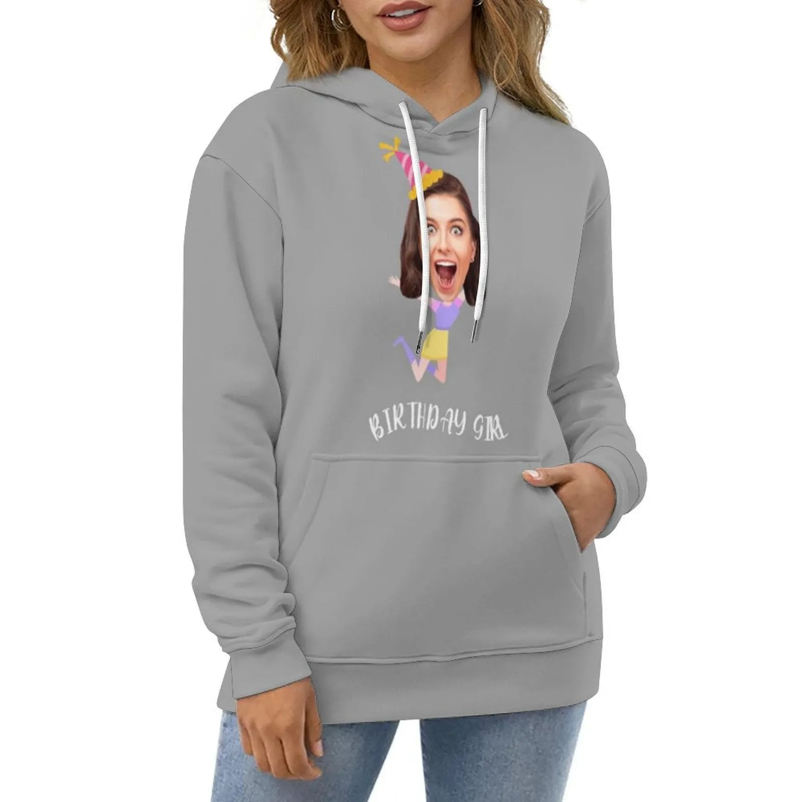 Custom Face Birthday Unisex Hoodie Personalized Photo Loose Pullover Hoodie