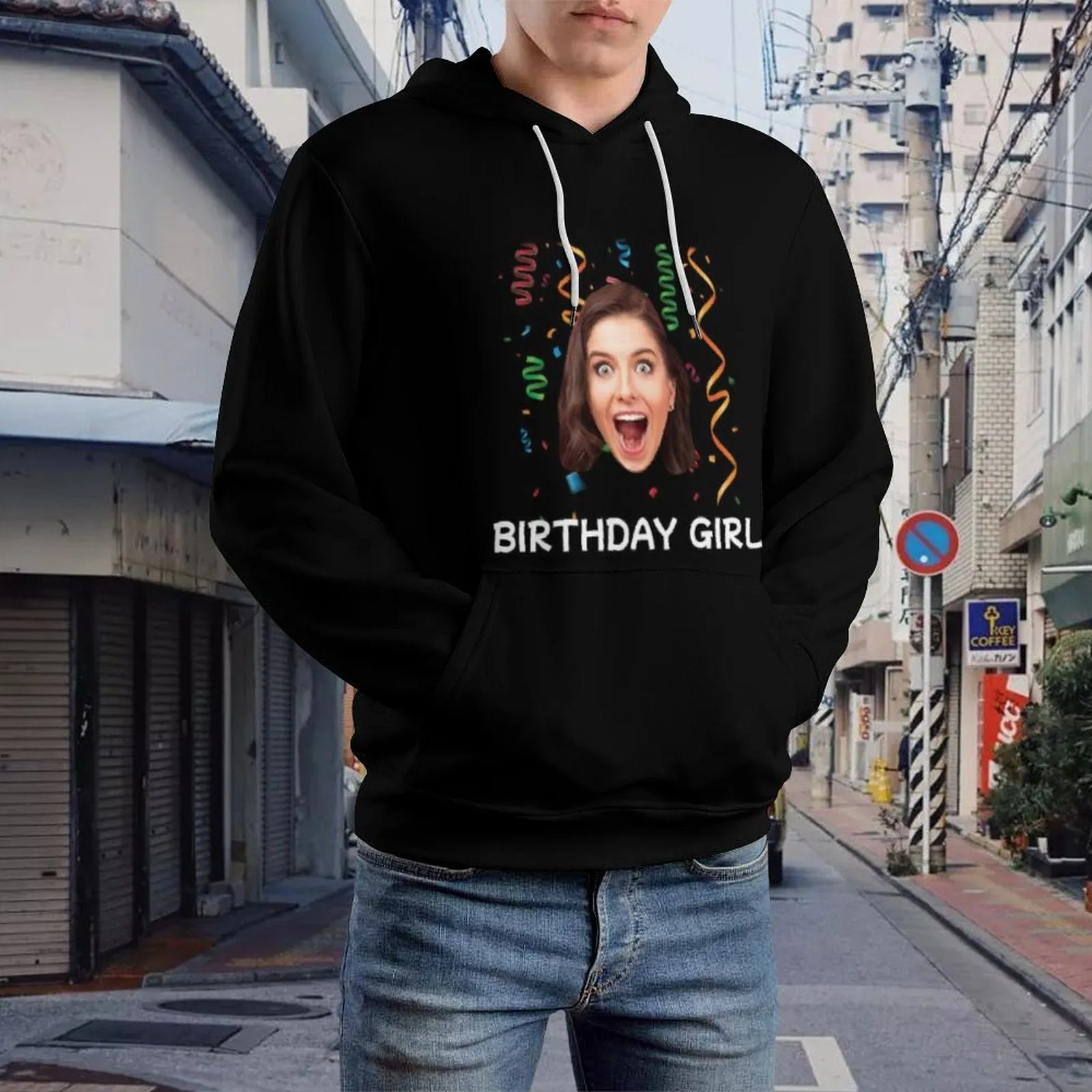 Custom Face Birthday Unisex Hoodie Personalized Photo Loose Pullover Hoodie