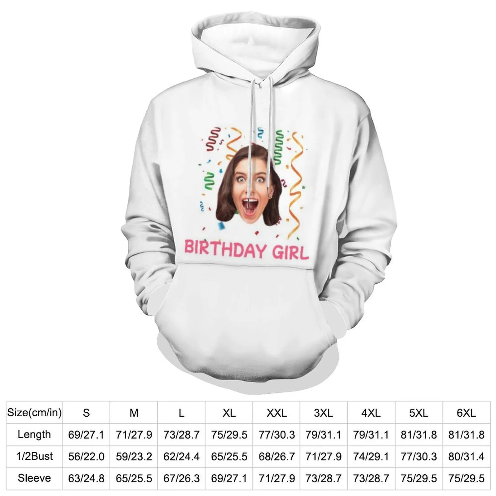 Custom Face Birthday Unisex Hoodie Personalized Photo Loose Pullover Hoodie