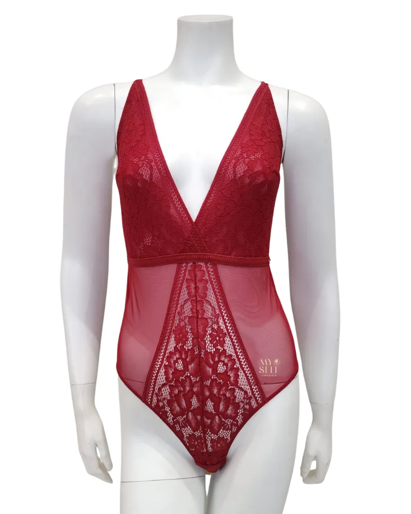 D001134 Red Lace Bodysuit