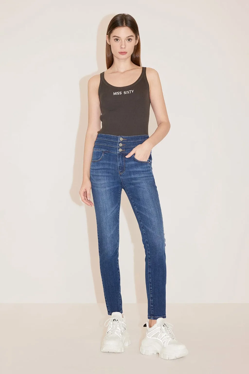 Dark Blue High Waist Jeans