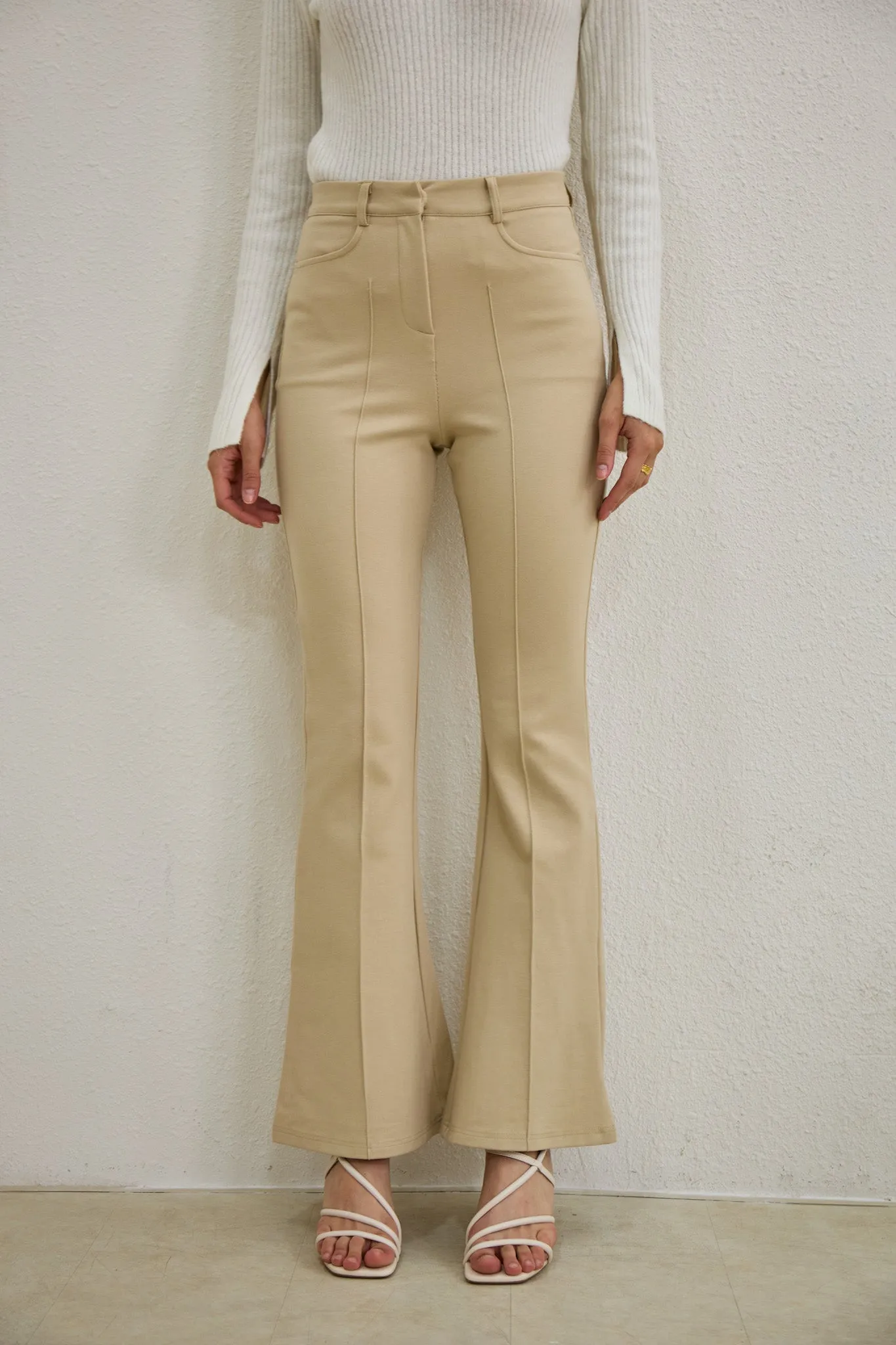 Demi Beige Flared Pants