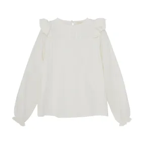 Dobby Ruffle Blouse- Cloud