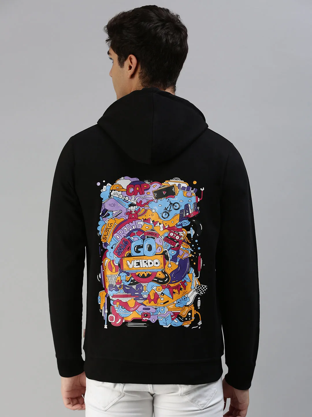 Doodle Black Back Graphic Printed Hoodie