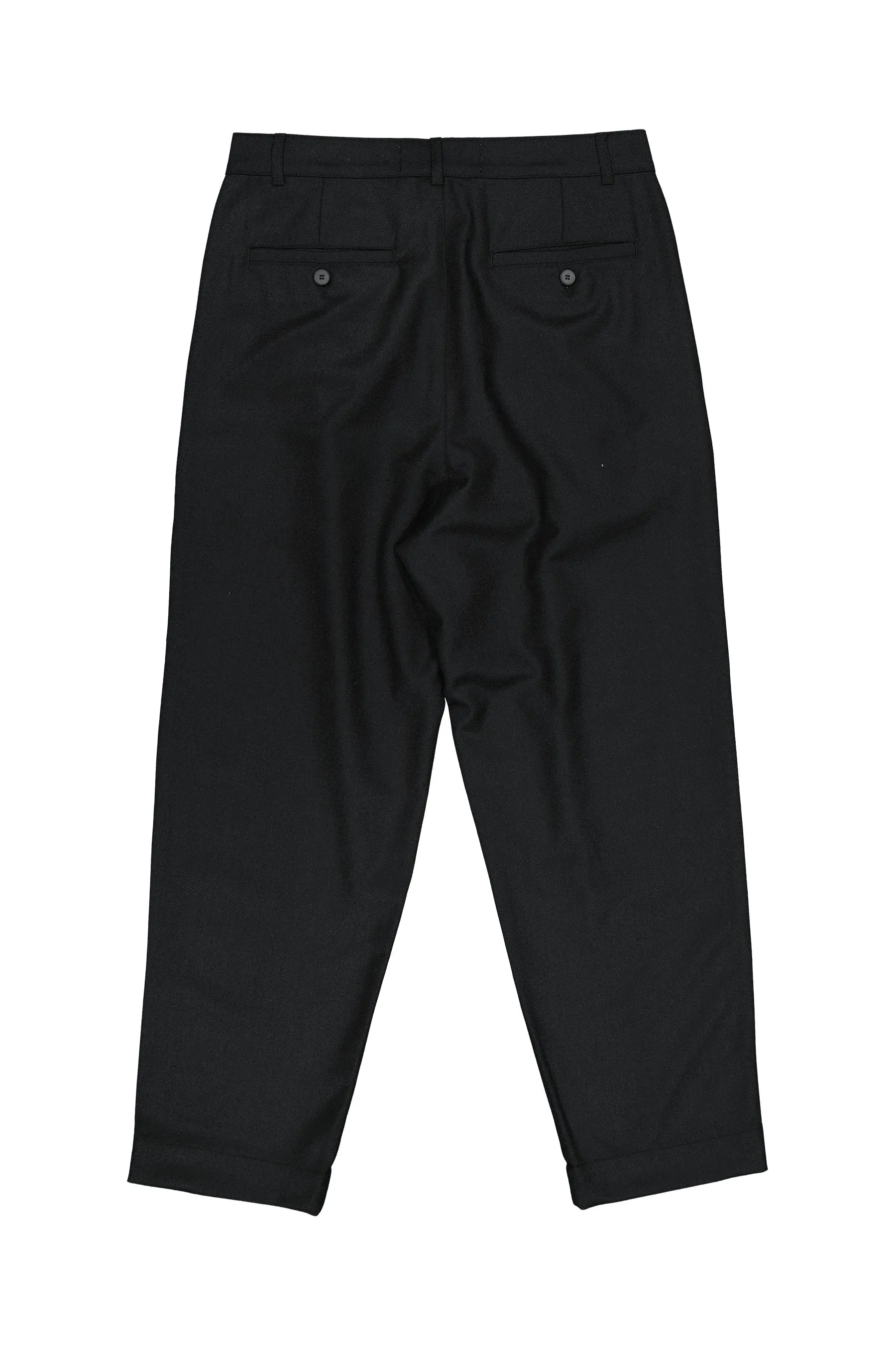 Double Pleats Wool Pants - Black