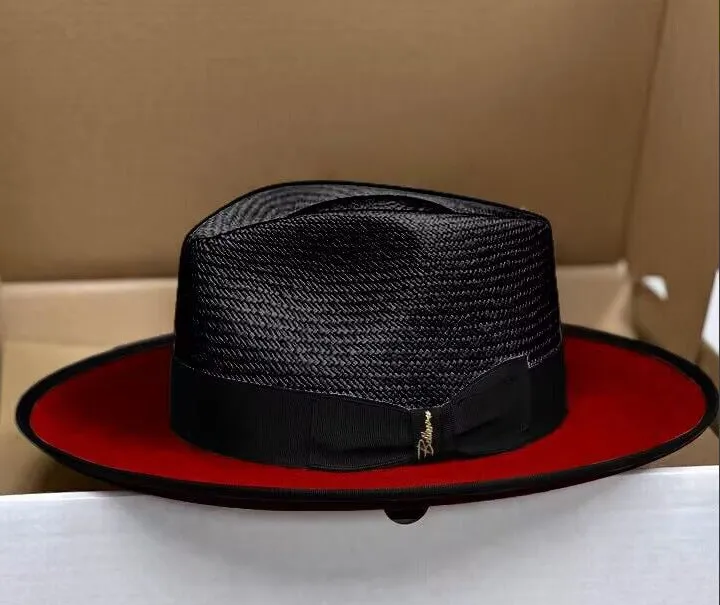 Effortless Class Two Stone Straw Felt Fedora Hat-Black