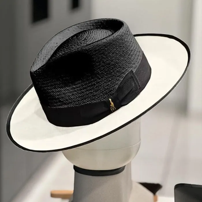 Effortless Class Two Stone Straw Felt Fedora Hat-Black