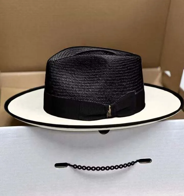 Effortless Class Two Stone Straw Felt Fedora Hat-Black