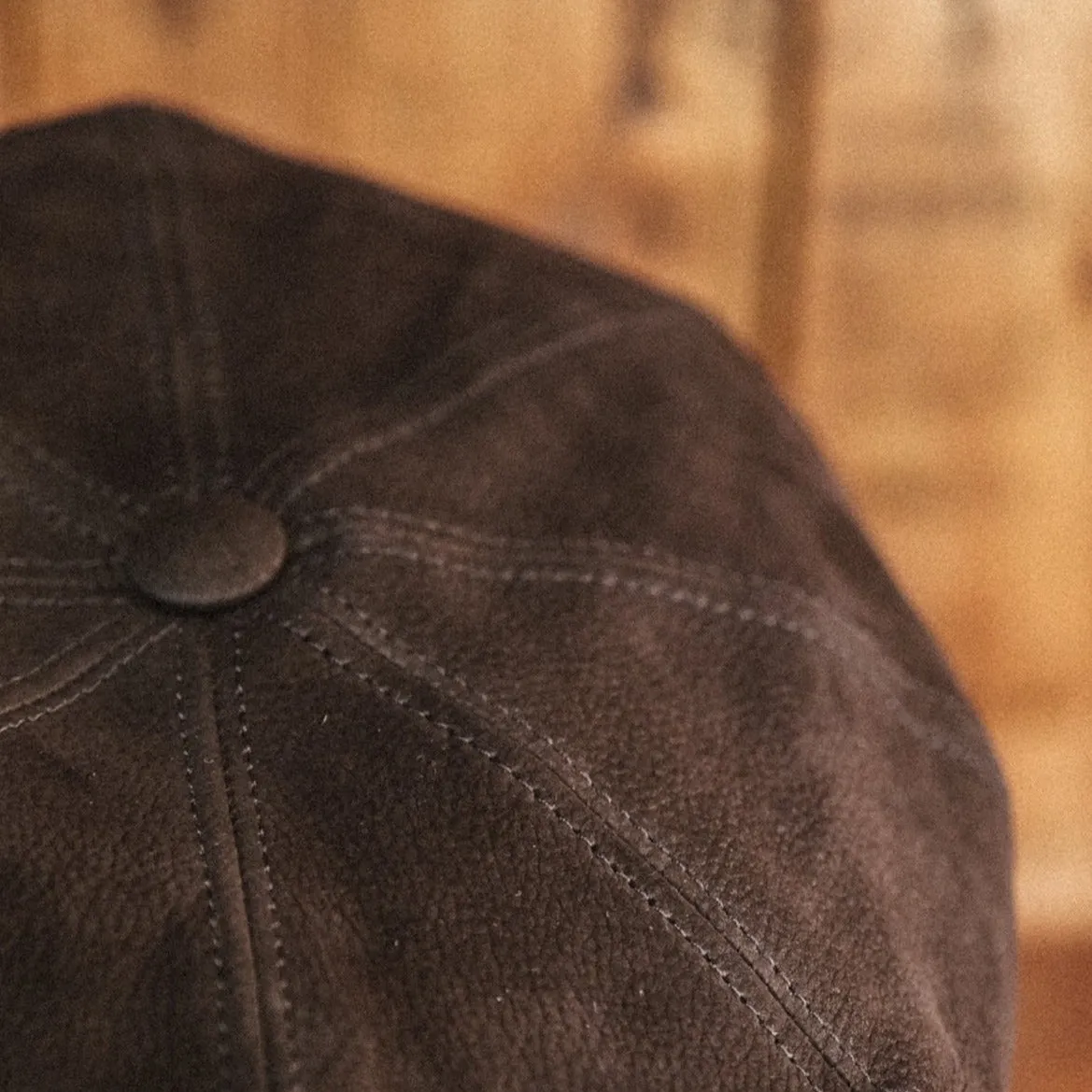 Eight Piece Leather Newsboy Cap-Brown