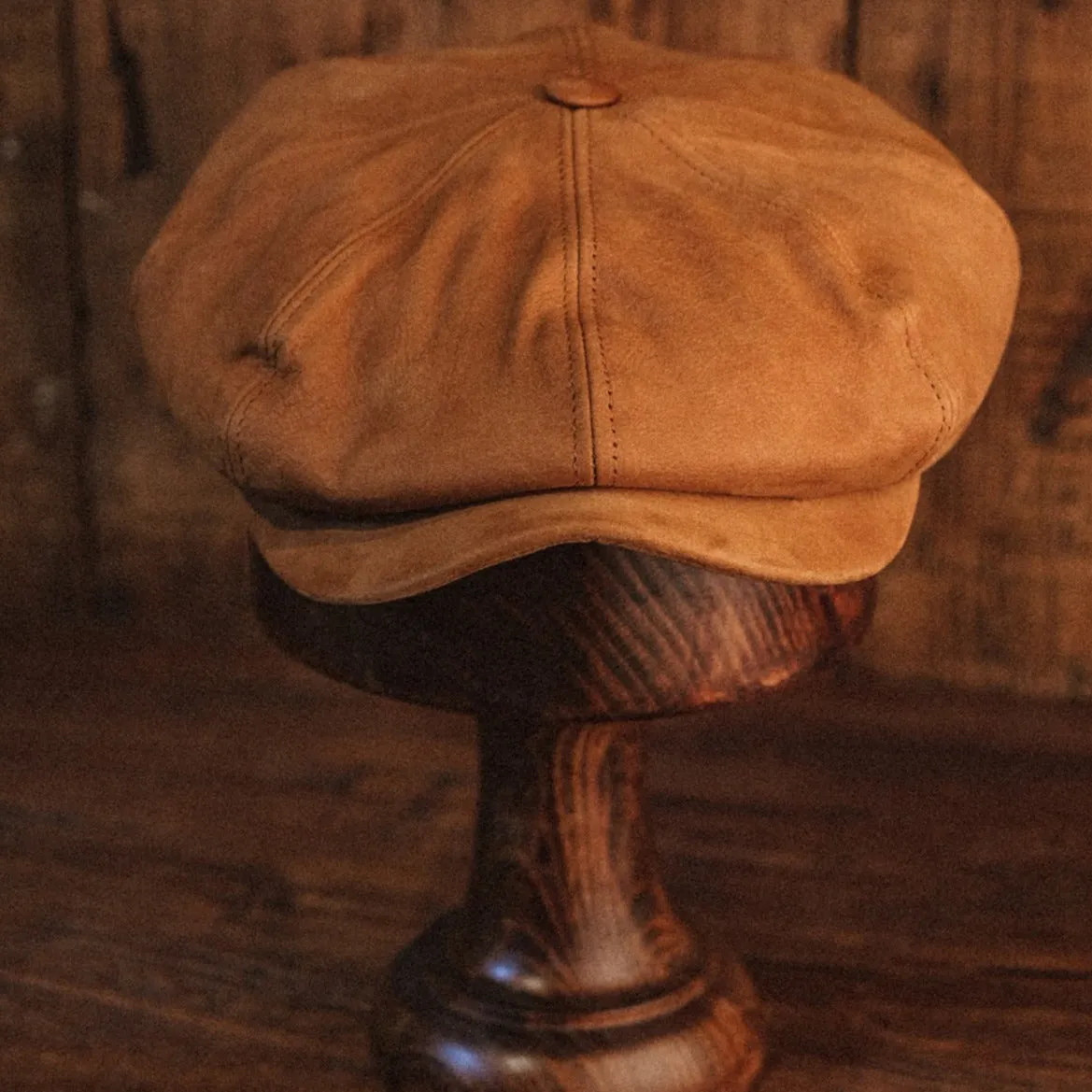 Eight Piece Mango Tan Leather Newsboy Cap