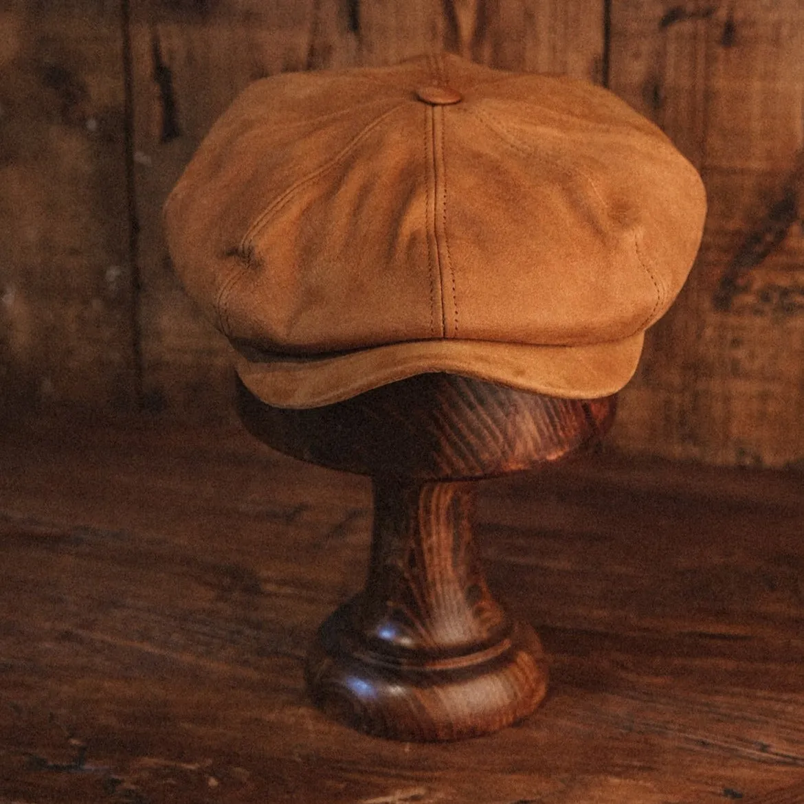 Eight Piece Mango Tan Leather Newsboy Cap