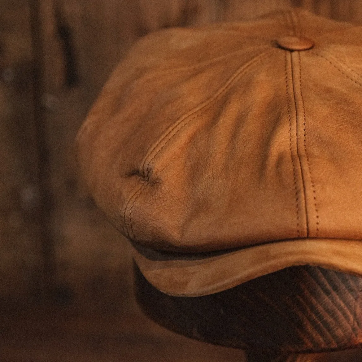 Eight Piece Mango Tan Leather Newsboy Cap